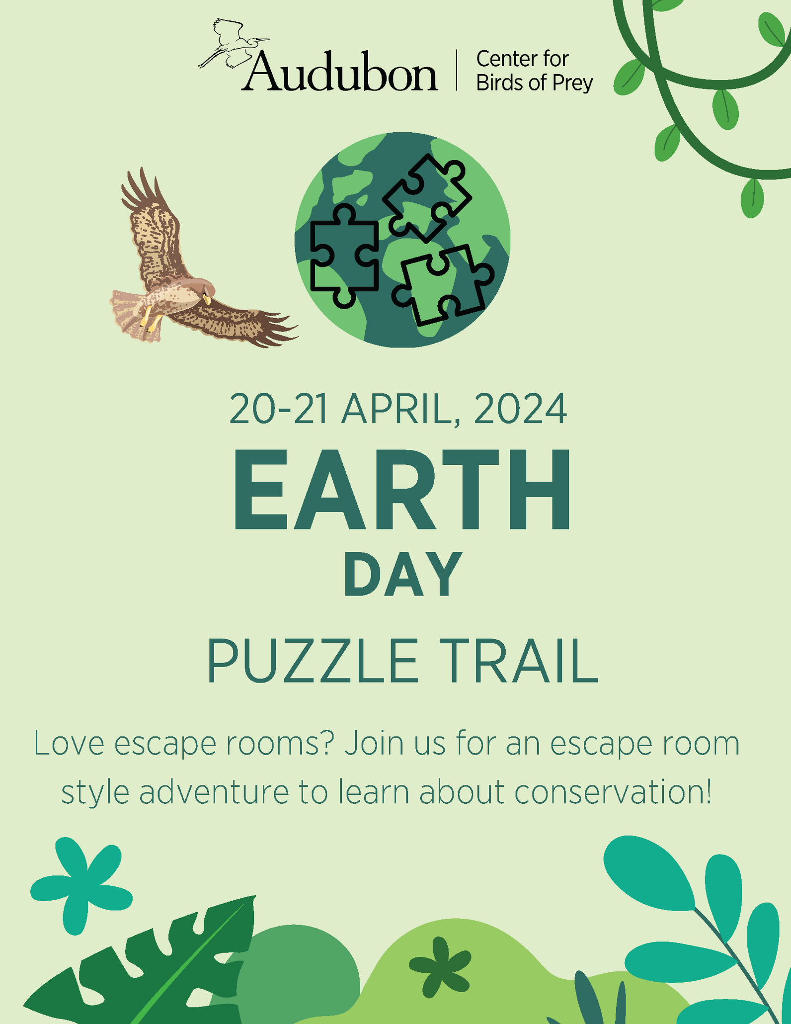 flyer for earth day puzzle trail featuring a puzzle icon